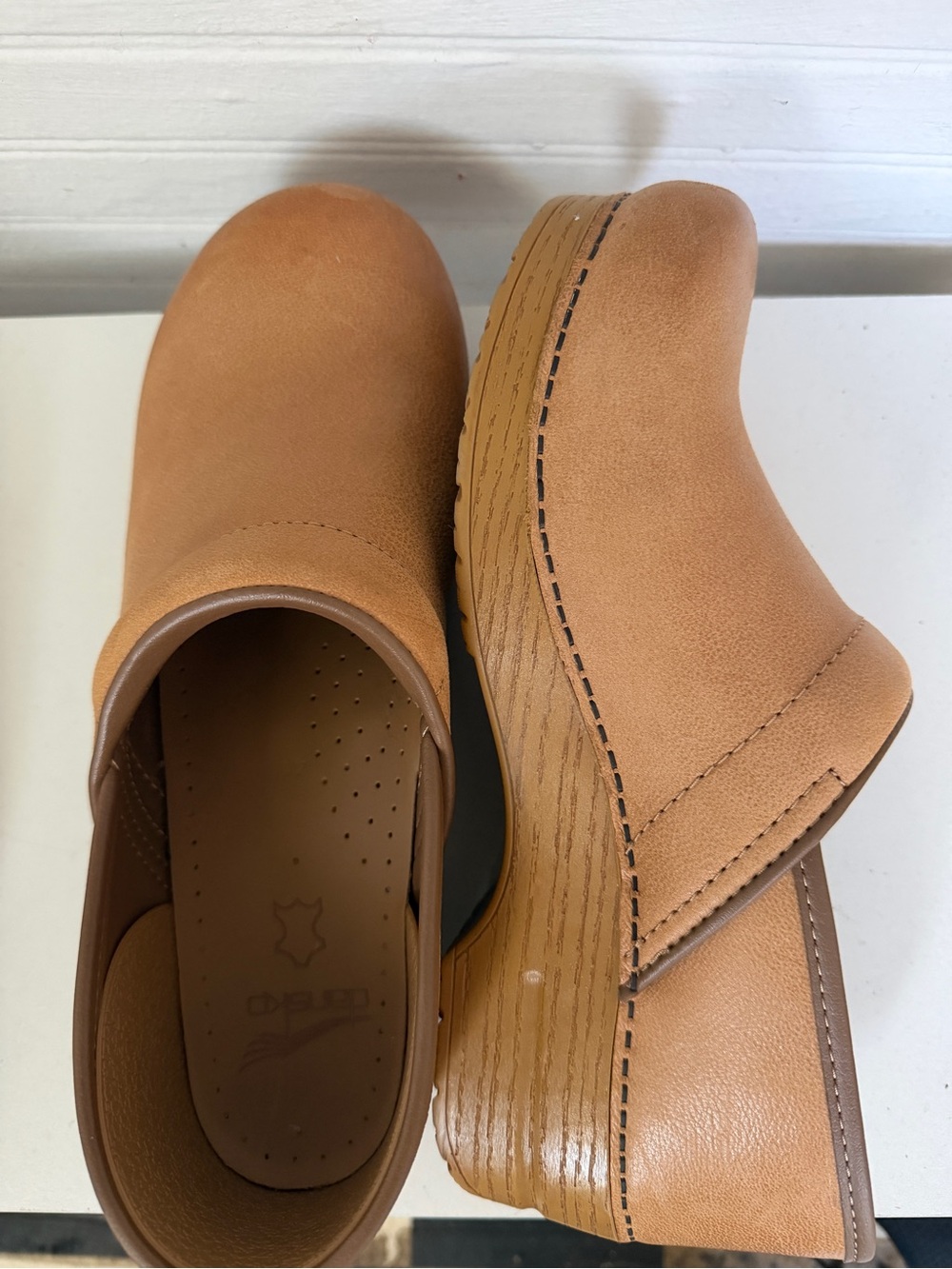 Women’s Tan Slip-On Clog Mules with Platform Sole